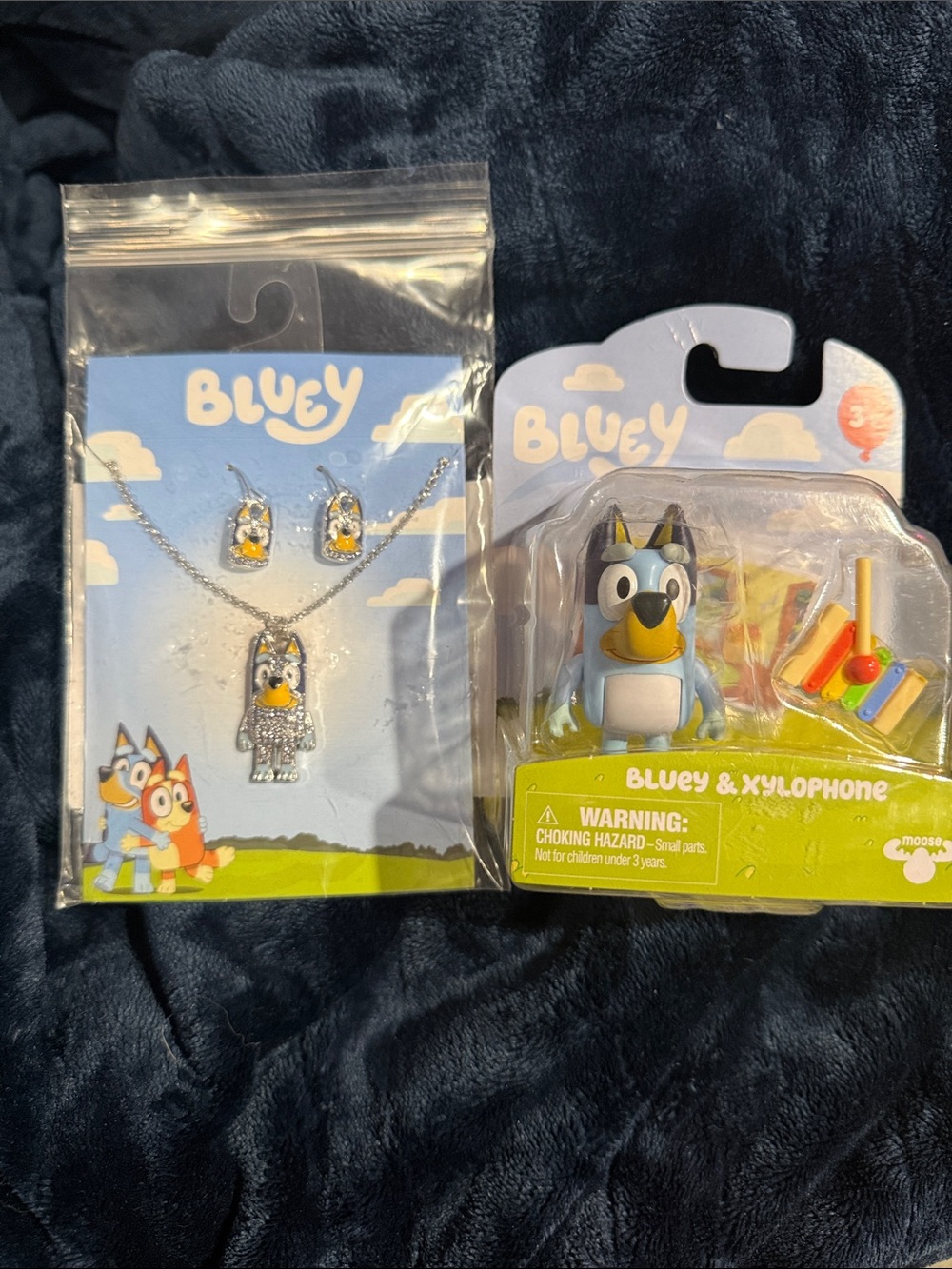 Bluey Character Pendant Necklace - Light Blue and Yellow